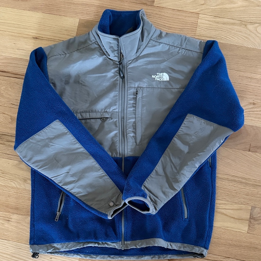 The North Face Vintage Blue/Gray Lightweight Polartec Fleece Jacket men's size M